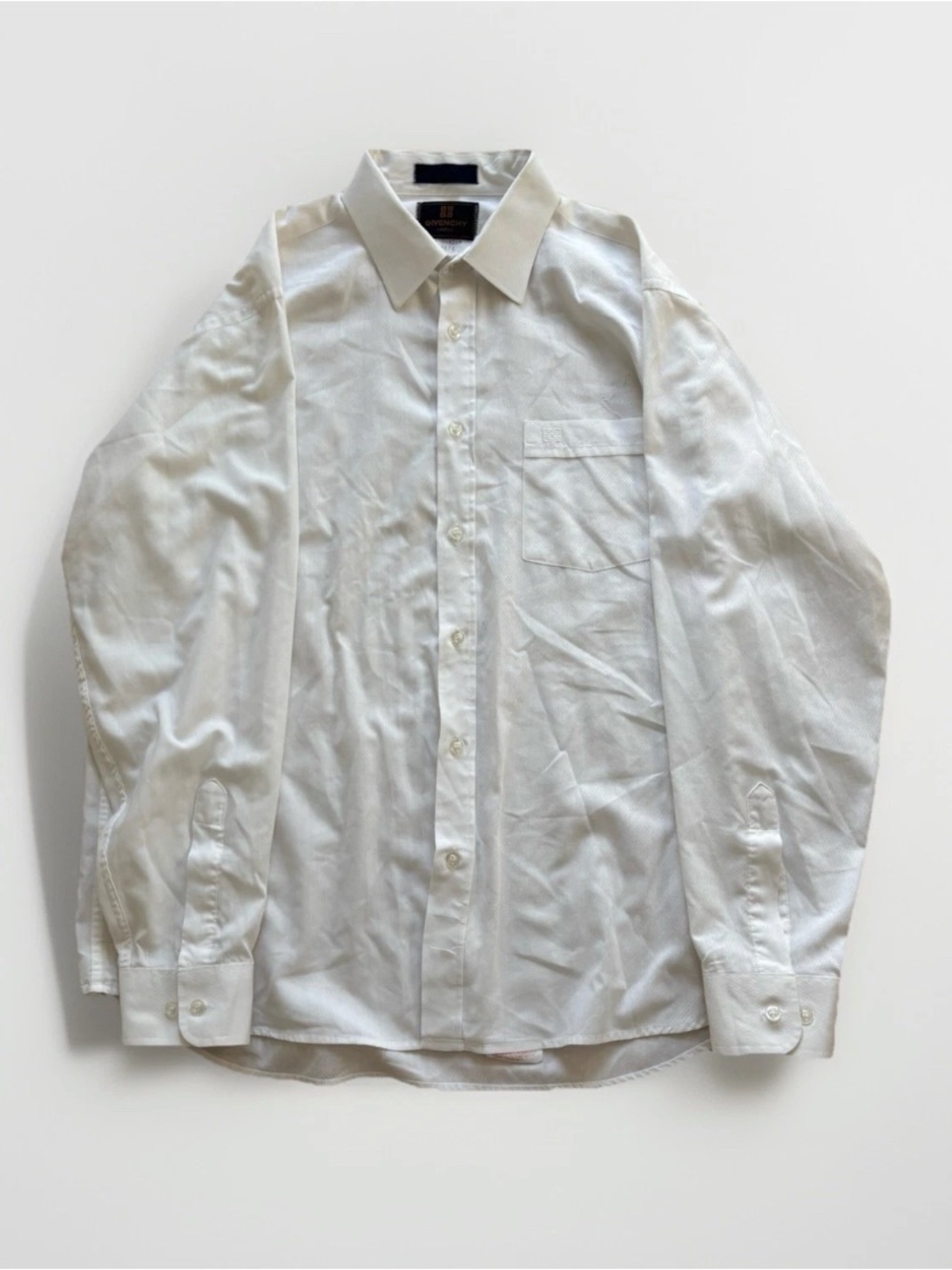 Givenchy Monsieur Logo Embroidered Pocket White Dress Shirt 16.5/42